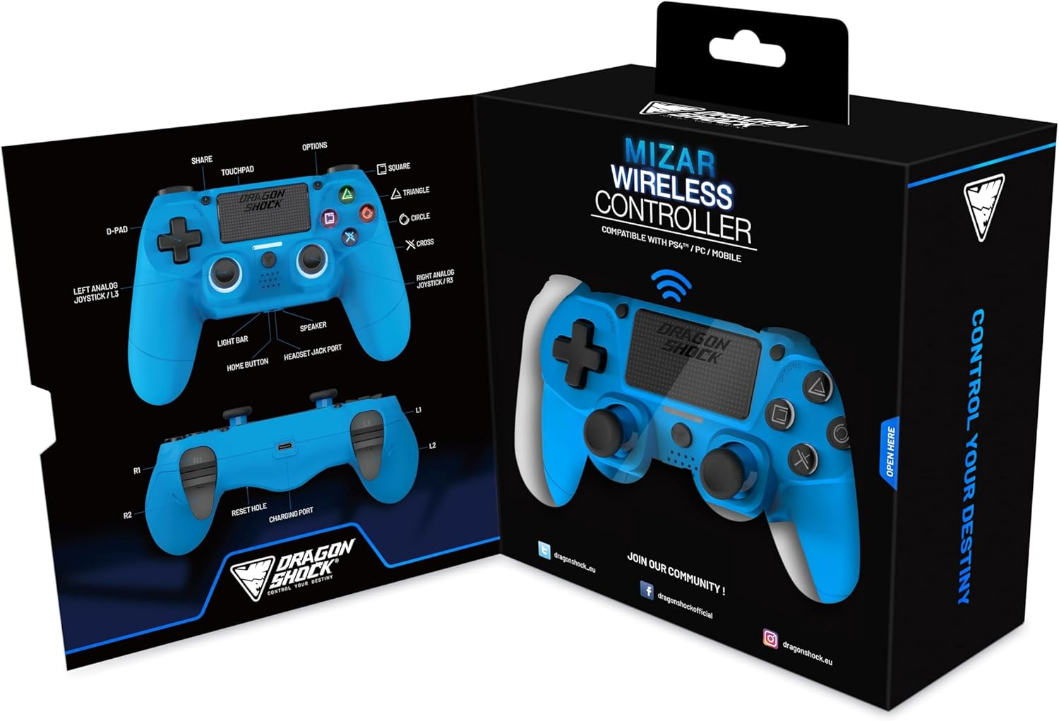 Mizar Dragonshock PS4 Wireless Controller Blue Mizar Dragonshock PS4 Wireless Controller Blue